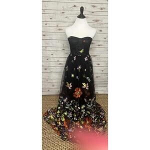 Lilly's Kloset multicolored whimisgoth floral strapless maxi dress Size Small